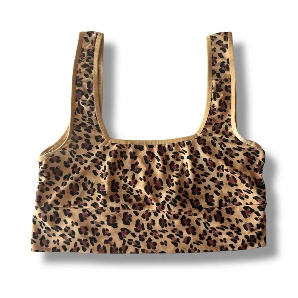 Anthropologie Women's Leopard Print Bralette Size S/M Support Multicolor